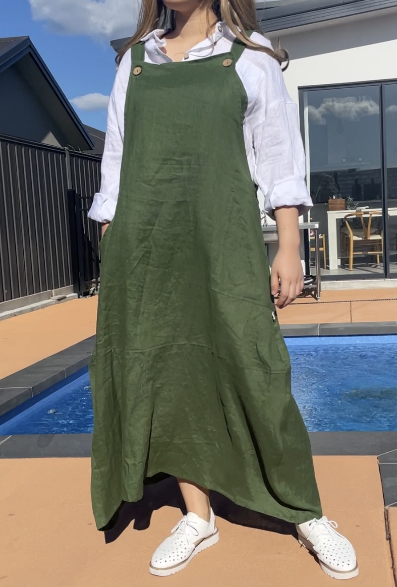 Linen Pinafore Dress Get it On Tairua Whitianga