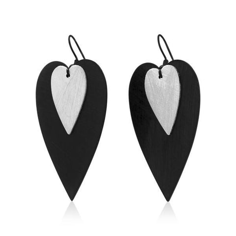 Amour Black and Silver Large Earrings.