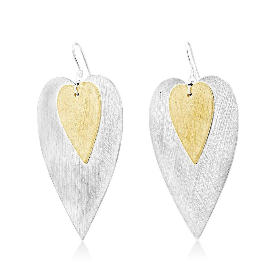 Amour Silver and Yellow Gold-Large Earrings.