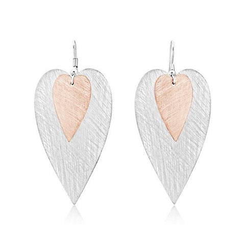 Amour Silver and Rose Gold- Large Earrings.