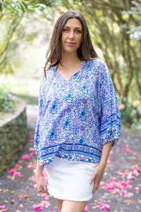 Angelica Top Blue Boho