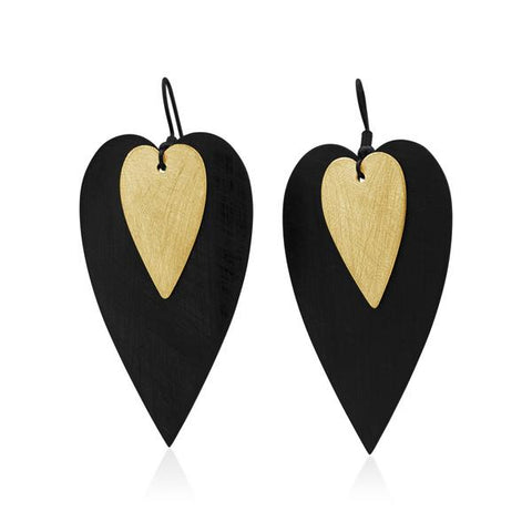 Amour Black and Yellow Gold Large Earrings.