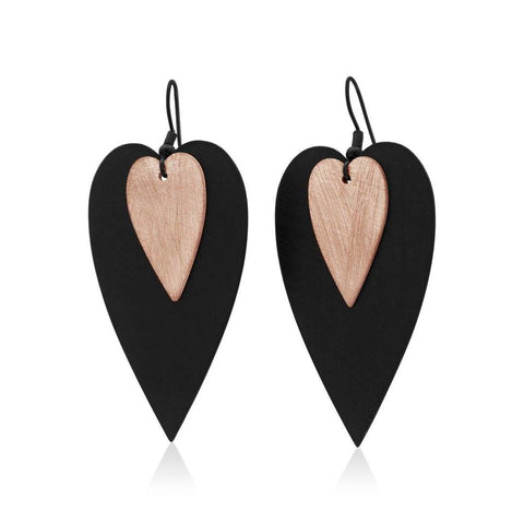 Amour Black and Rose Gold Large Earrings.