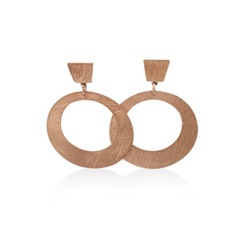 Circula Earrings with Square Stud Rose Gold