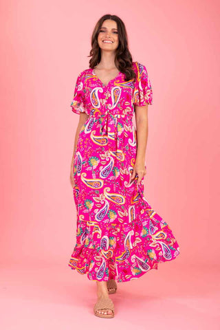 Daphine Maxi Dress - Pink Paisley