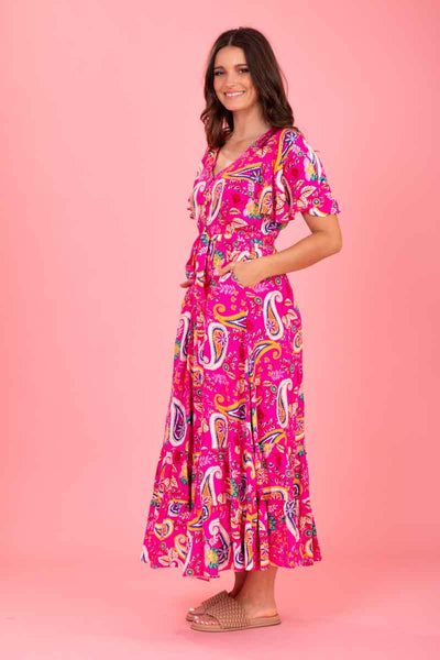 Daphine Maxi Dress - Pink Paisley