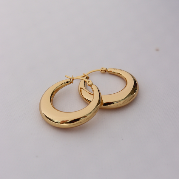 FV-Yellow Gold 30mm Hollow Hoop Earrings