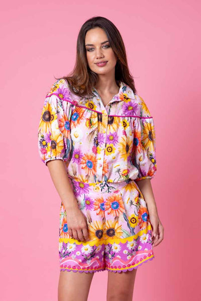 Gilly Blouse - Pink Sunflower