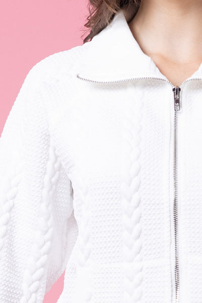 Jacky Zip-Up Sweater - White