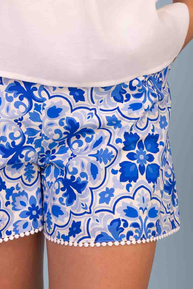 Jina Shorts Blue Tiles