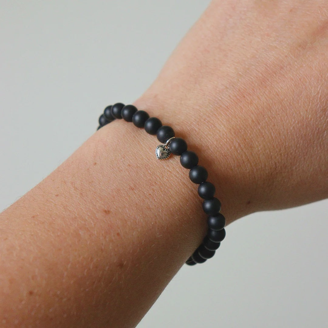 La Pierre Black Onyx Stretchy Bracelet