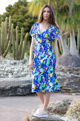 Laurel Midi Dress Blue Print