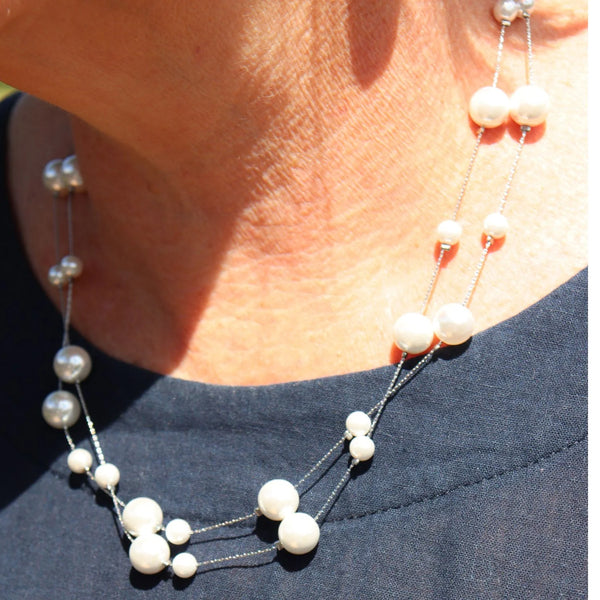 Perle - Long Pearl Silver Necklace