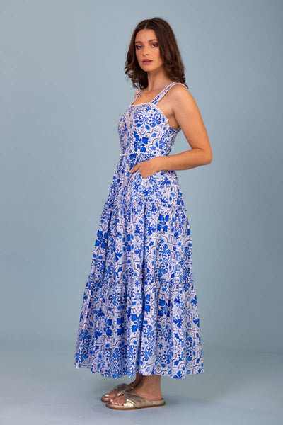 Omari Maxi Dress  - Blue Tiles