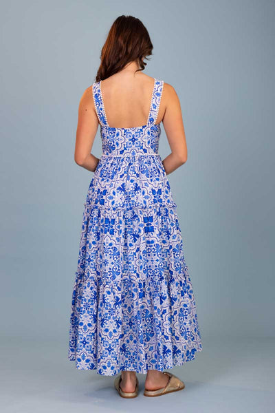 Omari Maxi Dress  - Blue Tiles