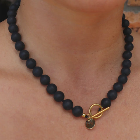 Black Matt Onyx -RG Fob - Necklace