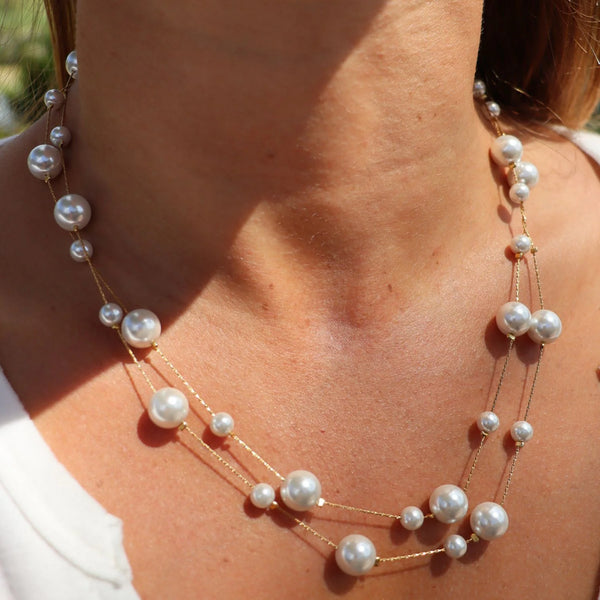 Perle - Long Gold Pearl Necklace