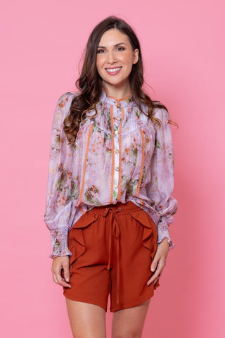 Ringo Shirt - Lilac/Rust Lace