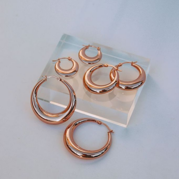 FV -Rose Gold 30 mm Hollow Hoop Earrings