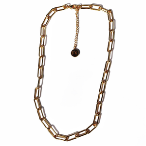 Steel Me Yellow Gold Oval Paperclip Chain Necklace