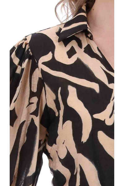 Sue Wrap Dress Black Caramel