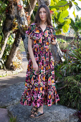 Zaira Maxi Dress - Black Print