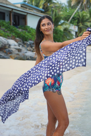 Annah Swim Scarf Wrap - Navy - Spot