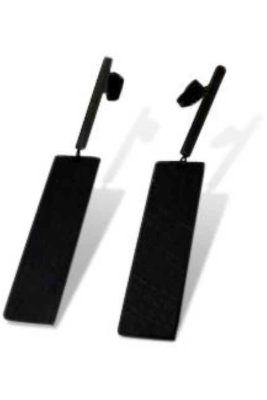 Carre Rectangle Stud Earrings Black